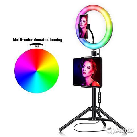 Кольцевая лампа 29см Цветная + Штатив