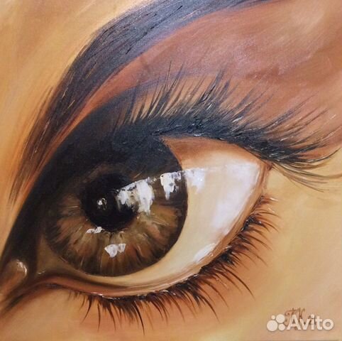 Взгляд. Картина маслом на холсте 45х45