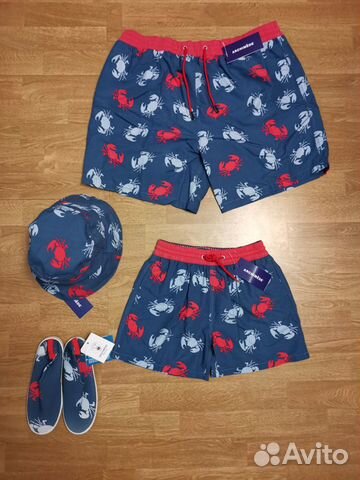 Family look папа сын пляж шорты панама 9-11 л