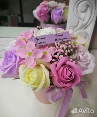 Букет цветов из мыльных роз с гортензией