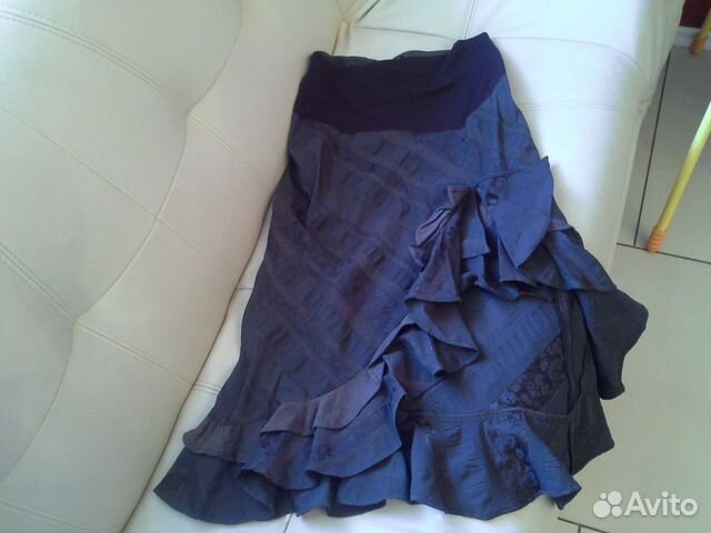 Юбка для беременных коричневая с валаном Юбка для беременных коричневая с валаном