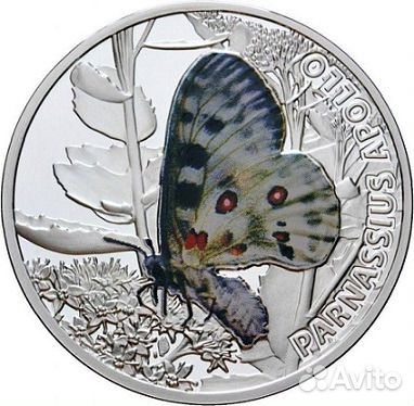 Монета Бабочка Аполлон серебро Ниуэ 2010г Монета Бабочка Аполлон серебро Ниуэ 2010г
