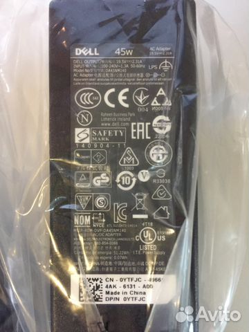Блок питания Dell 45W 19.5V 2.31A Оригинал Новый