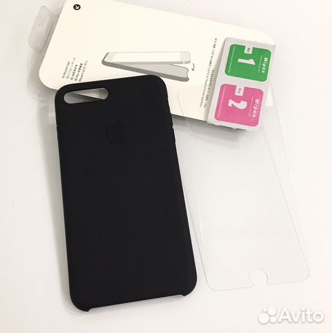 iPhone 7Plus Silicon Case Черный + Стекло Закал 7+ iPhone 7Plus Silicon Case Черный + Стекло Закал 7+