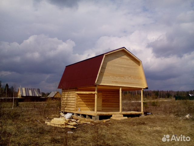 Сруб 4х5+ 3м с мансардной ломанной крышей