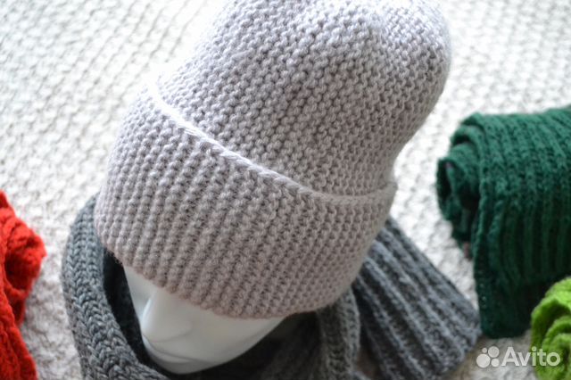Теплые шапки шарфы рукавицы Шерсть Ручная работа