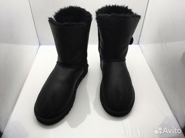 Угги Ugg обливные с пуговицей Bailey Button чёрные