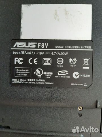 Asus F8V ноутбук