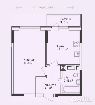 1-к квартира, 42.9 м², 2/9 эт.