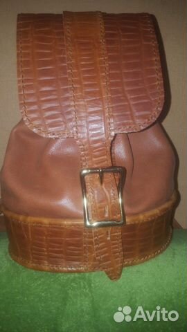 Кожаная женская сумка -рюкзак,ручной работы