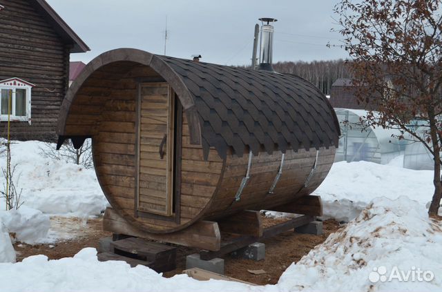 Баня бочка с козырьком под ключ