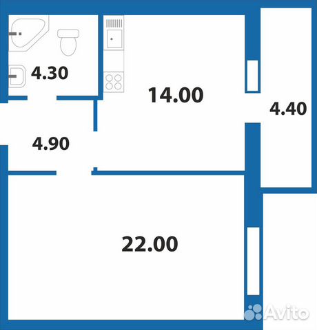 1-к квартира, 46.3 м², 7/12 эт.