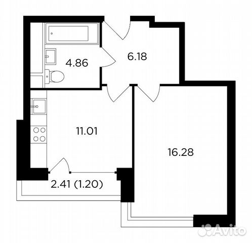 1-к квартира, 39.5 м², 21/29 эт. 1-к квартира, 39.5 м², 21/29 эт.