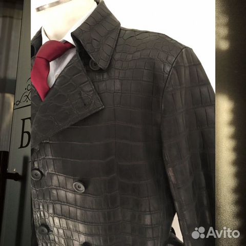 Дублёнка-Тренч мужской kiton из кожи аллигатора Ор Дублёнка-Тренч мужской kiton из кожи аллигатора Ор