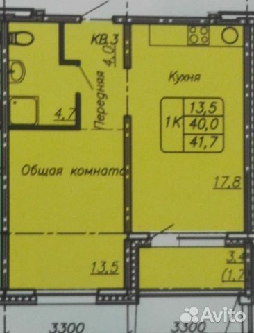1-к квартира, 42 м², 8/17 эт.