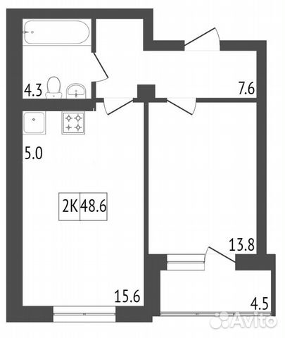 2-к квартира, 48.6 м², 14/19 эт.