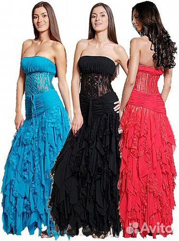 Вечернее длинное голубое платье Вечернее длинное голубое платье