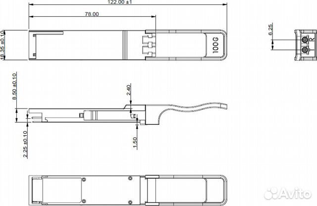 Оптический трансивер qsfp28 100G ER4 40км SM Оптический трансивер qsfp28 100G ER4 40км SM