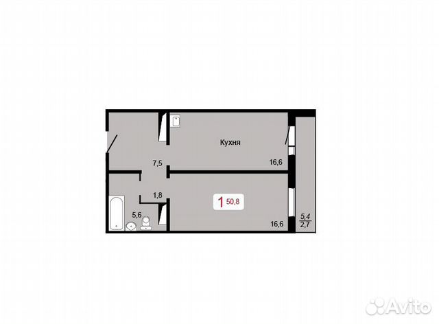 2-к квартира, 50.8 м², 3/17 эт. 2-к квартира, 50.8 м², 3/17 эт.