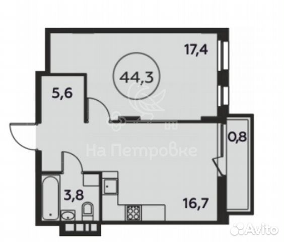1-к квартира, 44.5 м², 4/16 эт.