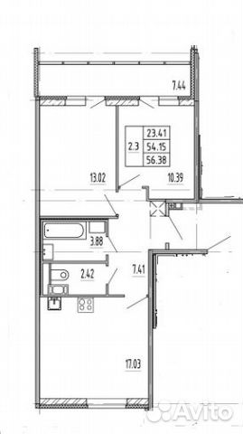 2-к квартира, 56.5 м², 5/12 эт. 2-к квартира, 56.5 м², 5/12 эт.