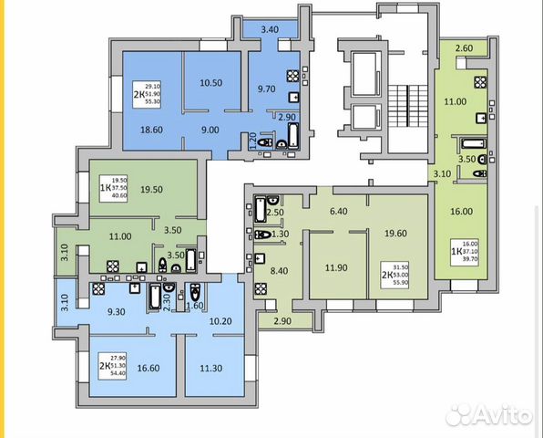 2-к квартира, 54.4 м², 5/16 эт. 2-к квартира, 54.4 м², 5/16 эт.