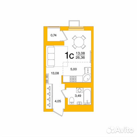 1-к квартира, 26.4 м², 13/26 эт. 1-к квартира, 26.4 м², 13/26 эт.