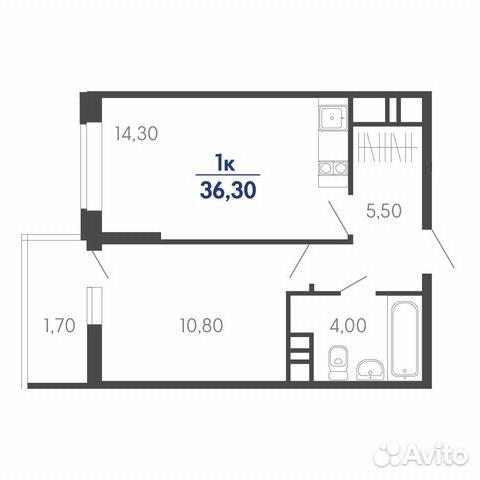 1-к квартира, 36.3 м², 2/24 эт.