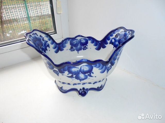 Гжель сухарница ручная роспись размер 22х15 см