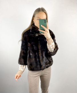 Шуба норковая автоледи 42-44 темный шоколад махаго