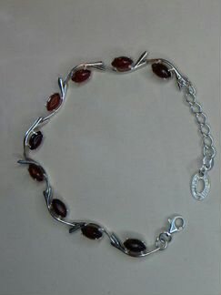 Серебро 925 пробы,Браслет с Балтийским Янтарём
