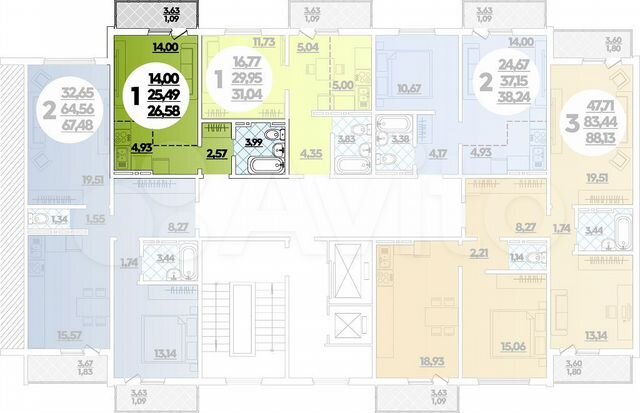 Квартира-студия, 26,6 м², 14/16 эт.