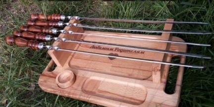 Поднос для шашлыка с логотипом и надписью