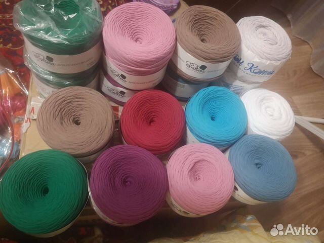 Пряжа трикотажная, атласные ленты