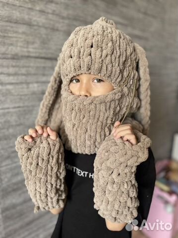 Балаклава и митенки на заказ (разные цвета и уши)