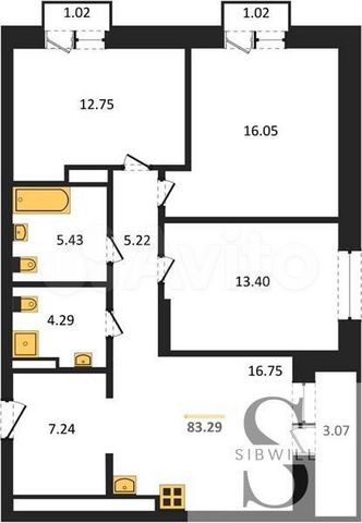 3-к. квартира, 86,2 м², 15/30 эт.