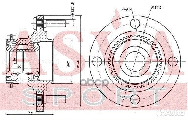 Ступица зад.с кольцом ABS mitsubishi lancer CS