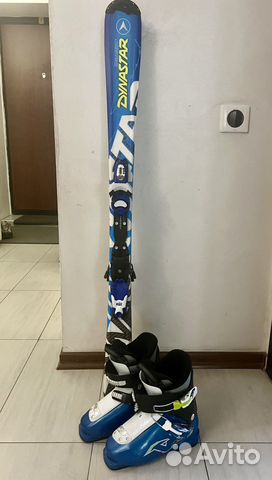 Горные лыжи детские 120, ботинки 22-23 см