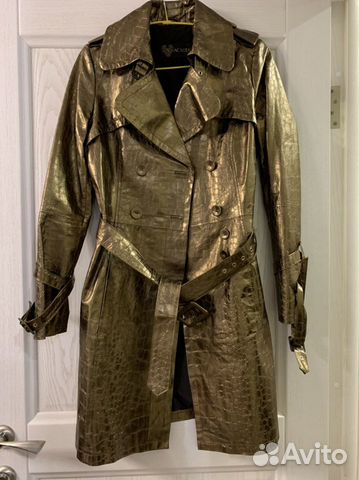 Кожаное женское пальто 44