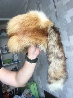 Лисья шапка с хвостом
