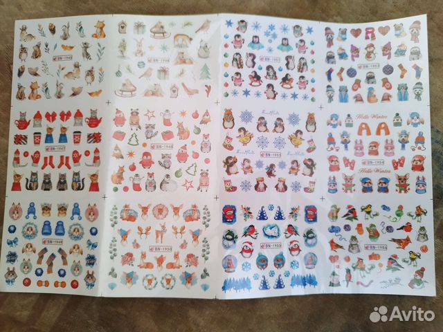 Наклейки для ногтей водные новогодние