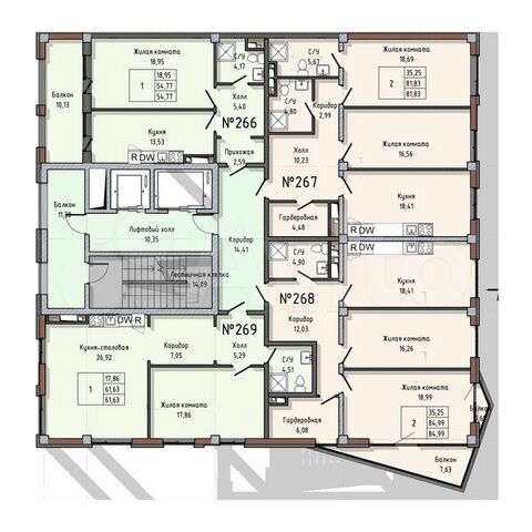 2-к. квартира, 81,8 м², 14/20 эт.