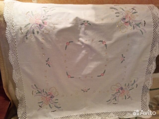 Салфетка винтаж вышивка и кружево Новогодняя