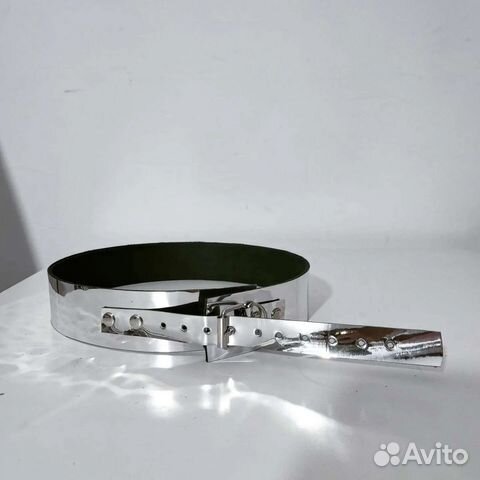 Пояс зеркальный широкий серебряный футуризм