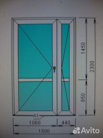 Дверь пвх офисная штульповая 1500*2300