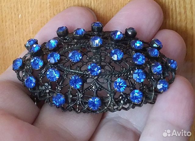 Брошь с синими камнями, винтаж, редкая