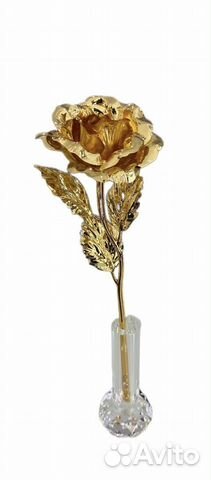 Золотая роза с вазой midas оригинал