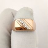 Золотое кольцо печатка перстень с фианитами