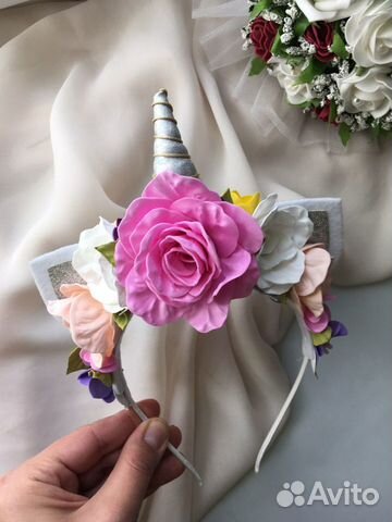 Ободок единорога. повязка единорог. Заколки