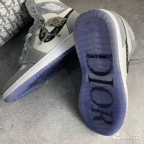 Nike Air Jordan 1 x Dior кроссовки серые кожа